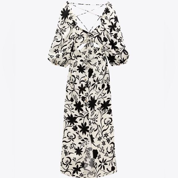 Zara Linen Blend Cut Out Dress - Picture 5 of 12